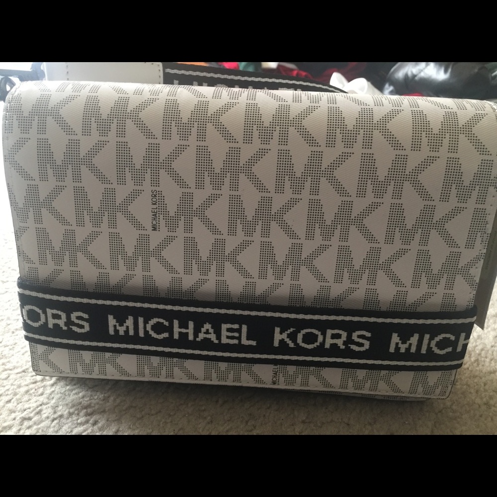 Michael Kors White Crossbody Bag with Monogram Design